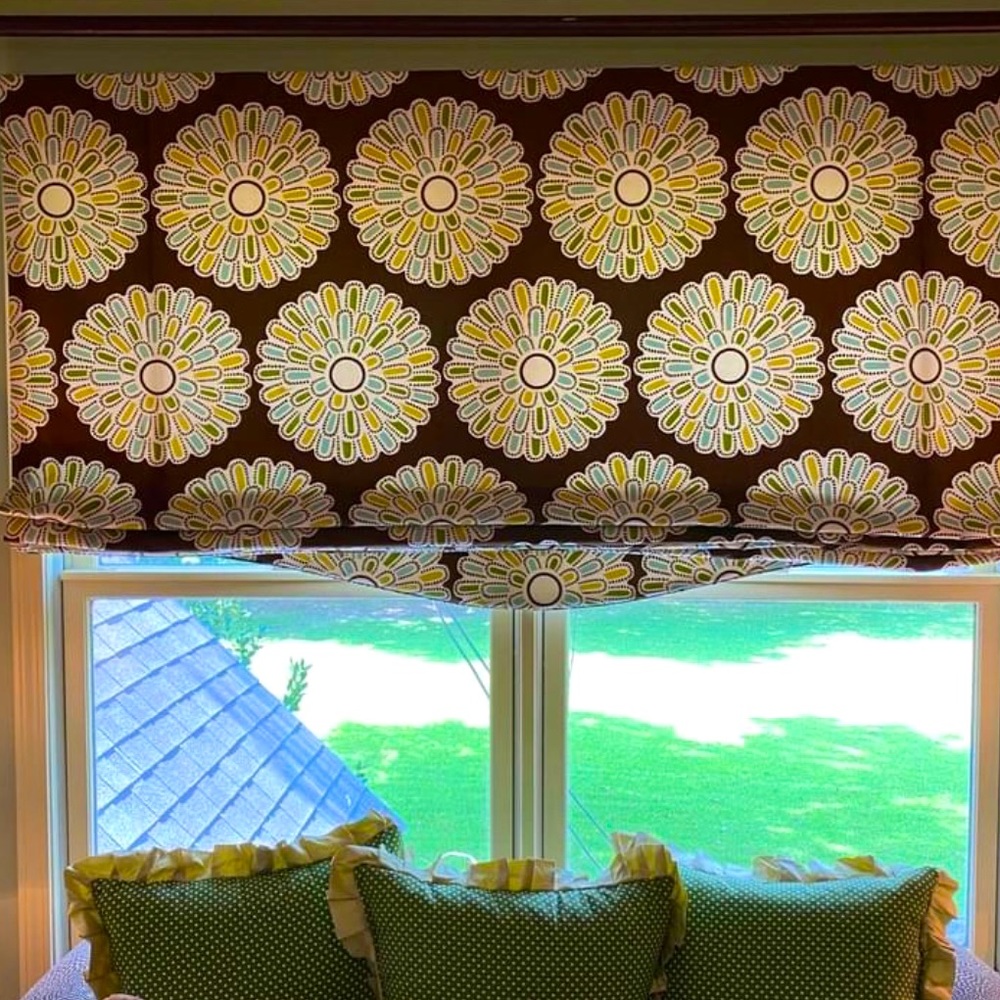 Custom roman shades, drapery panels, euro shams